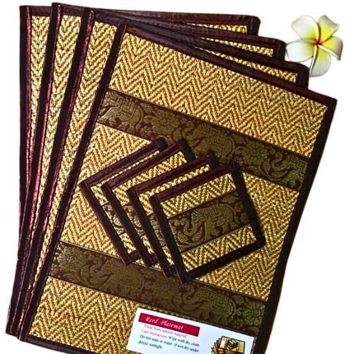 Placemats, coasters, plate mats, coasters, 4-piece set, made from sedge mats, washable, home decorations, cheap price