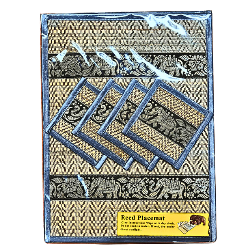 Placemats, coasters, plate mats, coasters, 4-piece set, made from sedge mats, washable, home decorations, cheap price