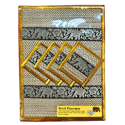 Placemats, coasters, plate mats, coasters, 4-piece set, made from sedge mats, washable, home decorations, cheap price