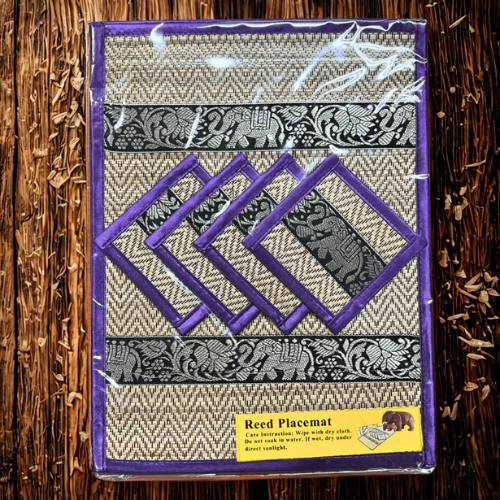 Placemats, coasters, plate mats, coasters, 4-piece set, made from sedge mats, washable, home decorations, cheap price