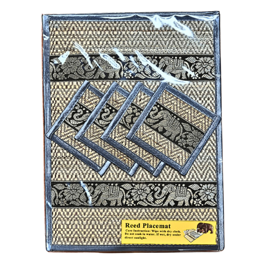 Placemats, coasters, plate mats, coasters, 4-piece set, made from sedge mats, washable, home decorations, cheap price