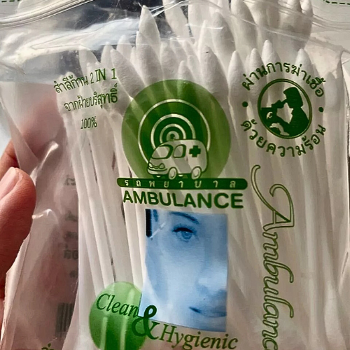 600 cotton swabs, 2 in 1, Ambulance brand, 2 heads, pointed tip and round tip, 100 swabs/bag