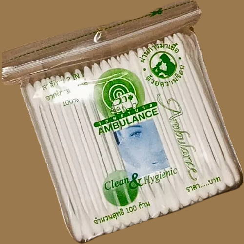 600 cotton swabs, 2 in 1, Ambulance brand, 2 heads, pointed tip and round tip, 100 swabs/bag