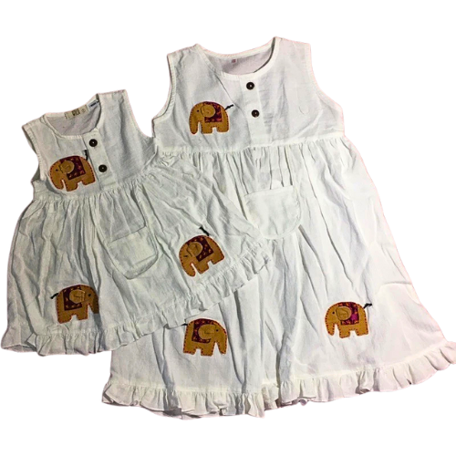 Girls' sleeveless dress, pure cotton, lightweight, undyed, chemical-free