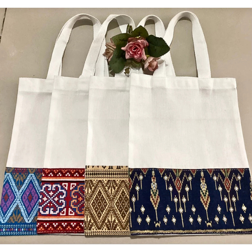 Fabric bag, Thai fabric, beautiful, mixed patterns, every pattern is beautiful, size 7*9 inches (19*23.5 cm)