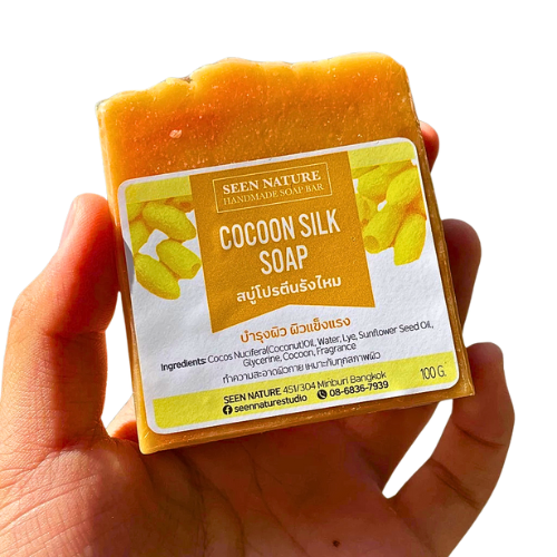 Handmade soap suitable for all skin types, mixed with golden silk extract  Rich in high-quality protein
