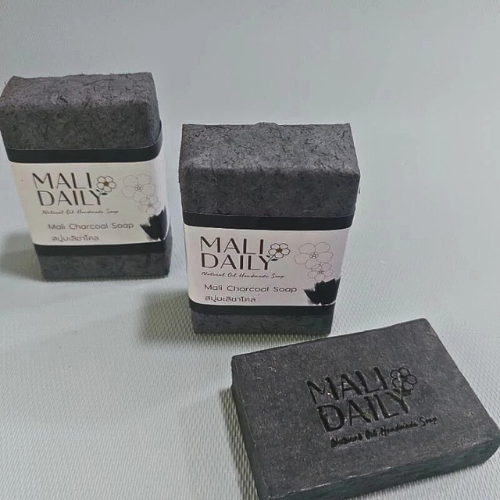Handmade soap with natural oils, jasmine, charcoal, clean bath, fresh scent, relaxing.