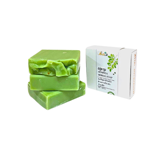 Organic soap with moringa leaves, size 100 grams, handmade