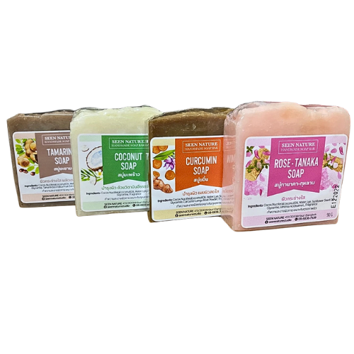 Herbal soap, turmeric, mangosteen, tamarind, rose tanaka, coconut, bath soap, Natural Handmade Soap 90 g.