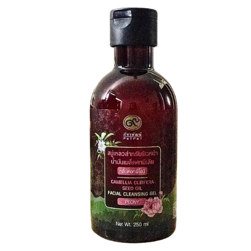 Liquid facial soap, camellia seed oil, peony scent