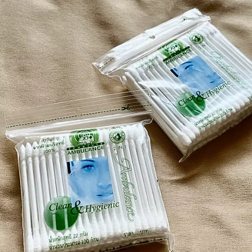 600 cotton swabs, 2 in 1, Ambulance brand, 2 heads, pointed tip and round tip, 100 swabs/bag