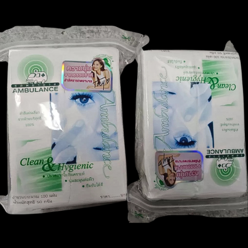 Single cotton pad, Ambulance brand  Size 400 sheets  Gentle, even for sensitive skin, such as baby's skin or facial skin