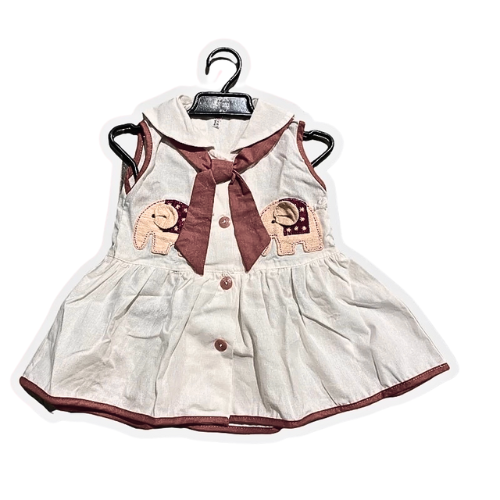 Premium Handmade Thai Cotton Girls' Dress with Elephant Pattern 🐘