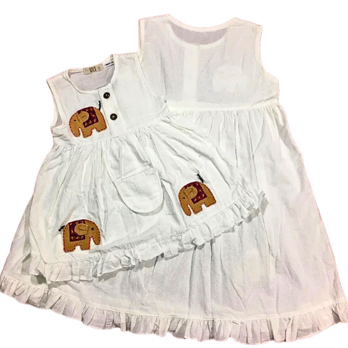 Girls' sleeveless dress, pure cotton, lightweight, undyed, chemical-free