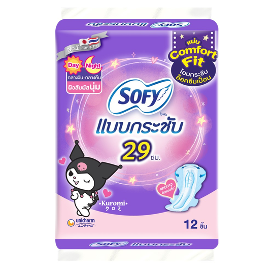 Sofy Sanitary Napkins, Compact, Day Night, 29 cm., Pack of 12 pieces โซฟี ผ้าอนามัยแบบกระชับ เดย์ไนท์ 29ซม. แพ็ค 12 ชิ้น