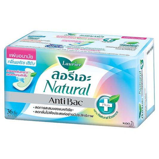 Laurier Antibac Sanitary Pads 36 pieces/ลอรีเอะ แอนตี้แบค แผ่นอนามัย 36ชิ้น