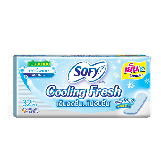 Sofy Cooling Fresh Thin Sanitary Pads 32 pieces/โซฟีแผ่นอนามัยคูลลิ่งเฟรซแบบบาง 32ชิ้น