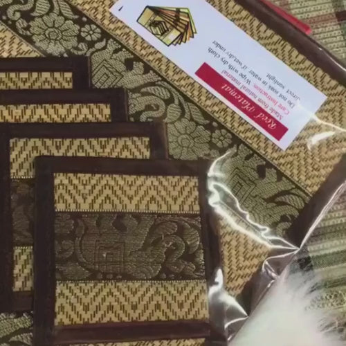 Placemats, coasters, plate mats, coasters, 4-piece set, made from sedge mats, washable, home decorations, cheap price