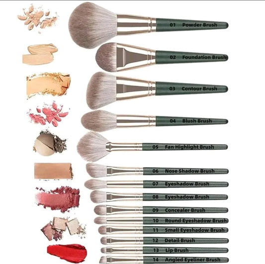 14pcs makeup brush set with bag, convenient to carry and store
